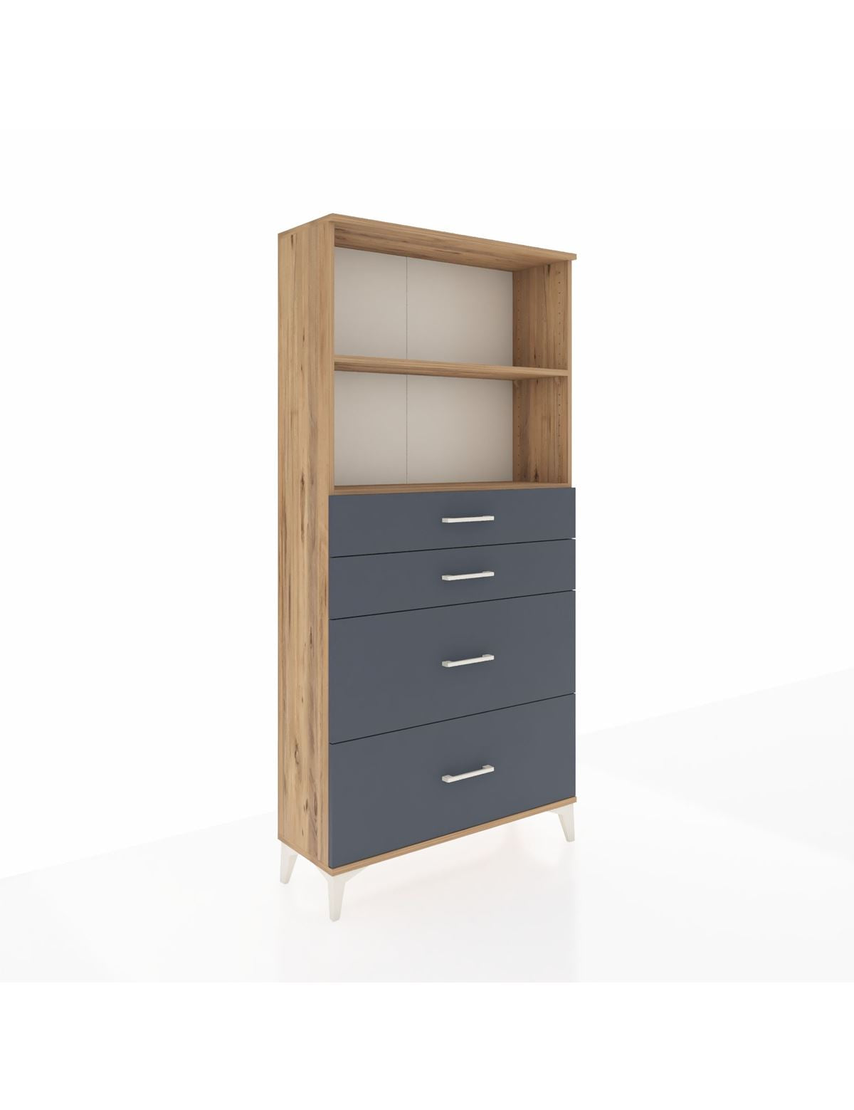 Arges Dolap 2 Raflı 4 Çekmeceli 88x30x182 Çam-Antrasit