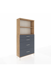 Arges Dolap 2 Raflı 4 Çekmeceli 88x30x182 Çam-Antrasit