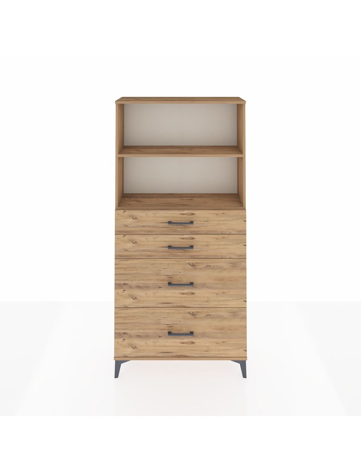 Arges Dolap 2 Raflı 4 Çekmeceli 88x30x182 Çam-Çam