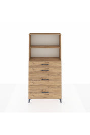 Arges Dolap 2 Raflı 4 Çekmeceli 88x30x182 Çam-Çam