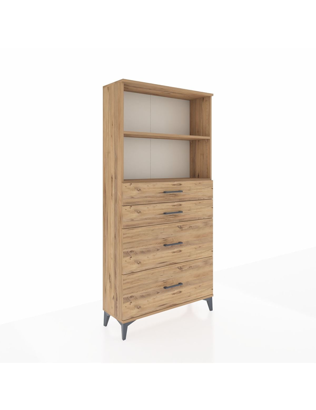 Arges Dolap 2 Raflı 4 Çekmeceli 88x30x182 Çam-Çam