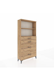 Arges Dolap 2 Raflı 4 Çekmeceli 88x30x182 Çam-Çam