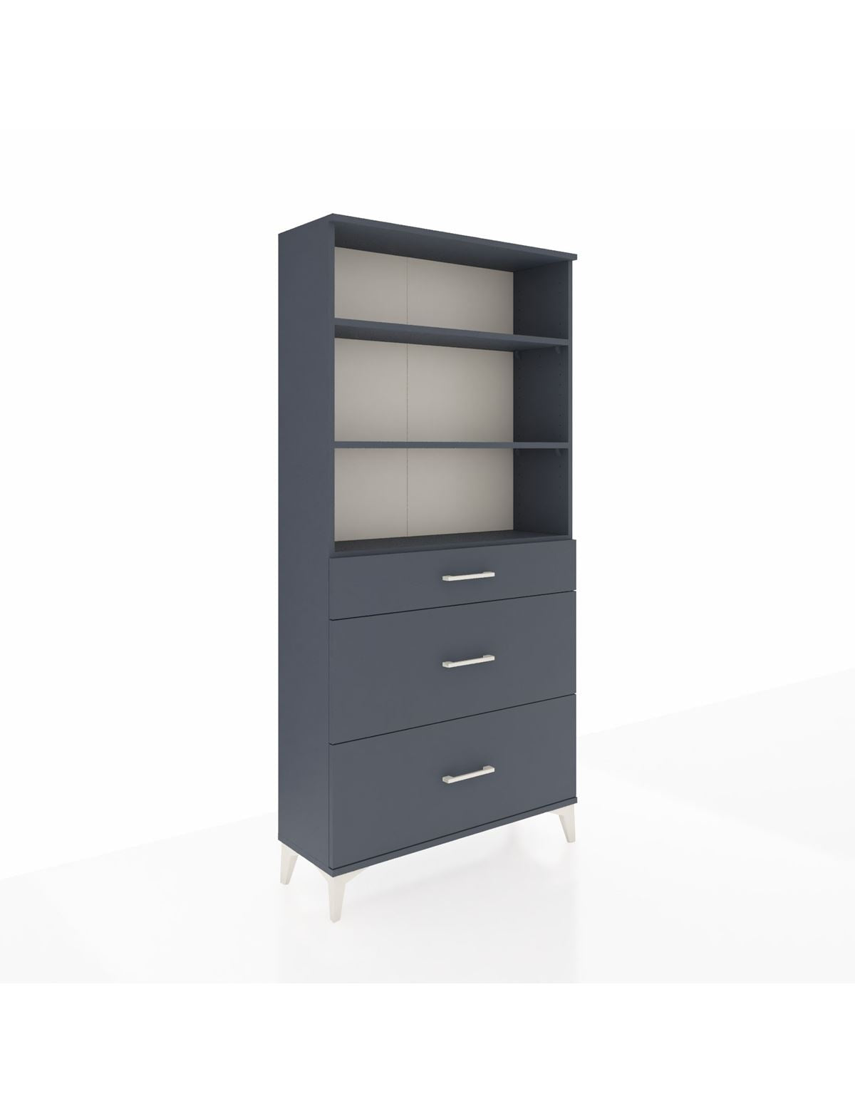 Arges Dolap 3 Raflı 3 Çekmeceli 88x30x182 Antrasit-Antrasit