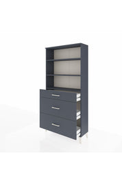 Arges Dolap 3 Raflı 3 Çekmeceli 88x30x182 Antrasit-Antrasit