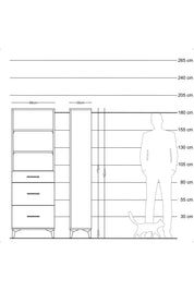 Arges Dolap 3 Raflı 3 Çekmeceli 88x30x182 Antrasit-Antrasit