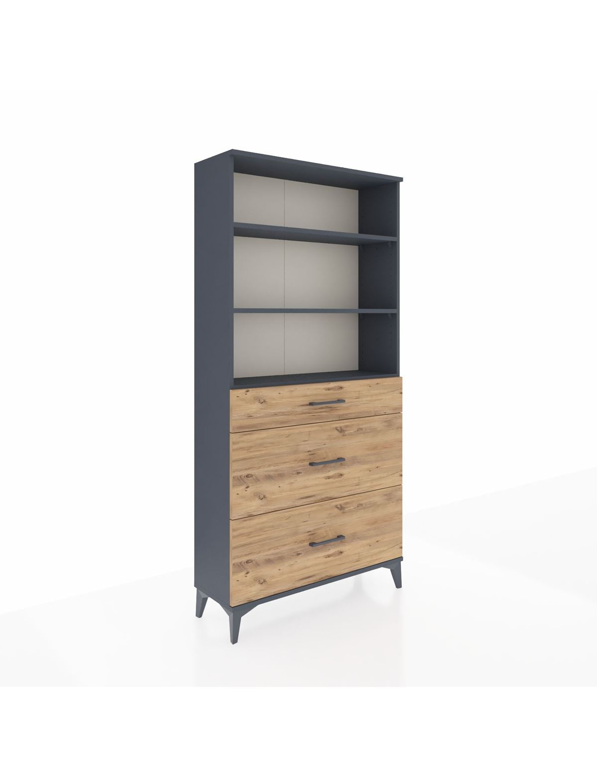 Arges Dolap 3 Raflı 3 Çekmeceli 88x30x182 Antrasit-Çam