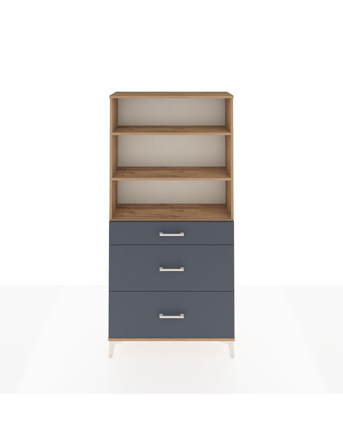 Arges Dolap 3 Raflı 3 Çekmeceli 88x30x182 Çam-Antrasit