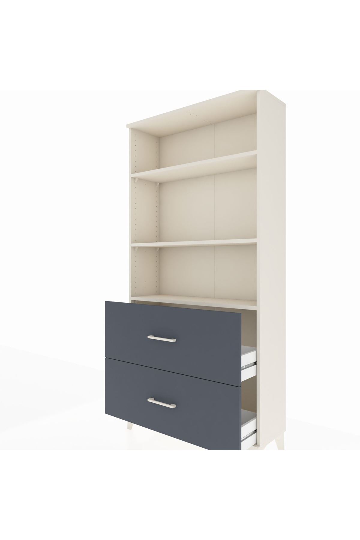 Arges Dolap 3 Raflı 2 Çekmeceli 88x30x182 Aytaşı-Antrasit