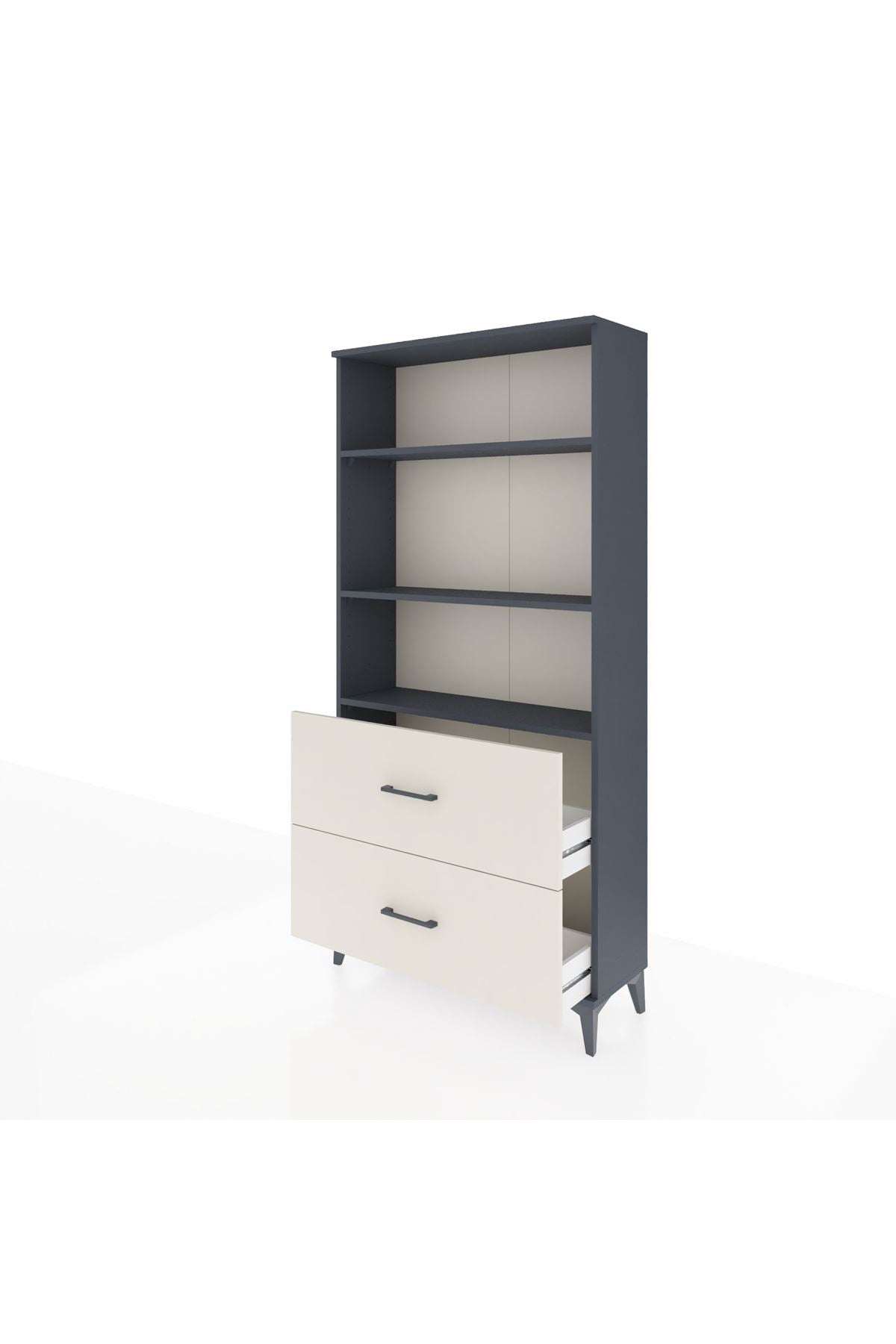 Arges Dolap 3 Raflı 2 Çekmeceli 88x30x182 Antrasit-Aytaşı