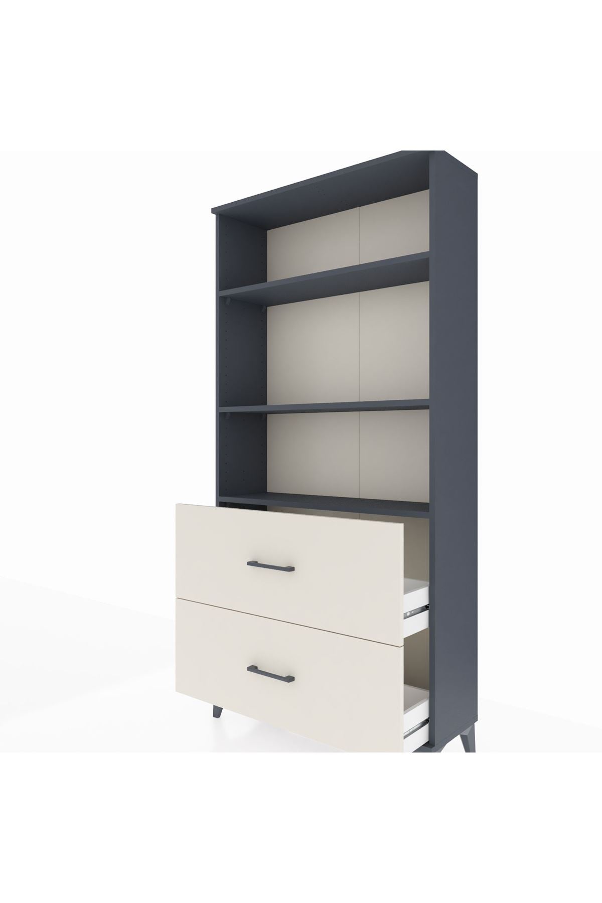 Arges Dolap 3 Raflı 2 Çekmeceli 88x30x182 Antrasit-Aytaşı