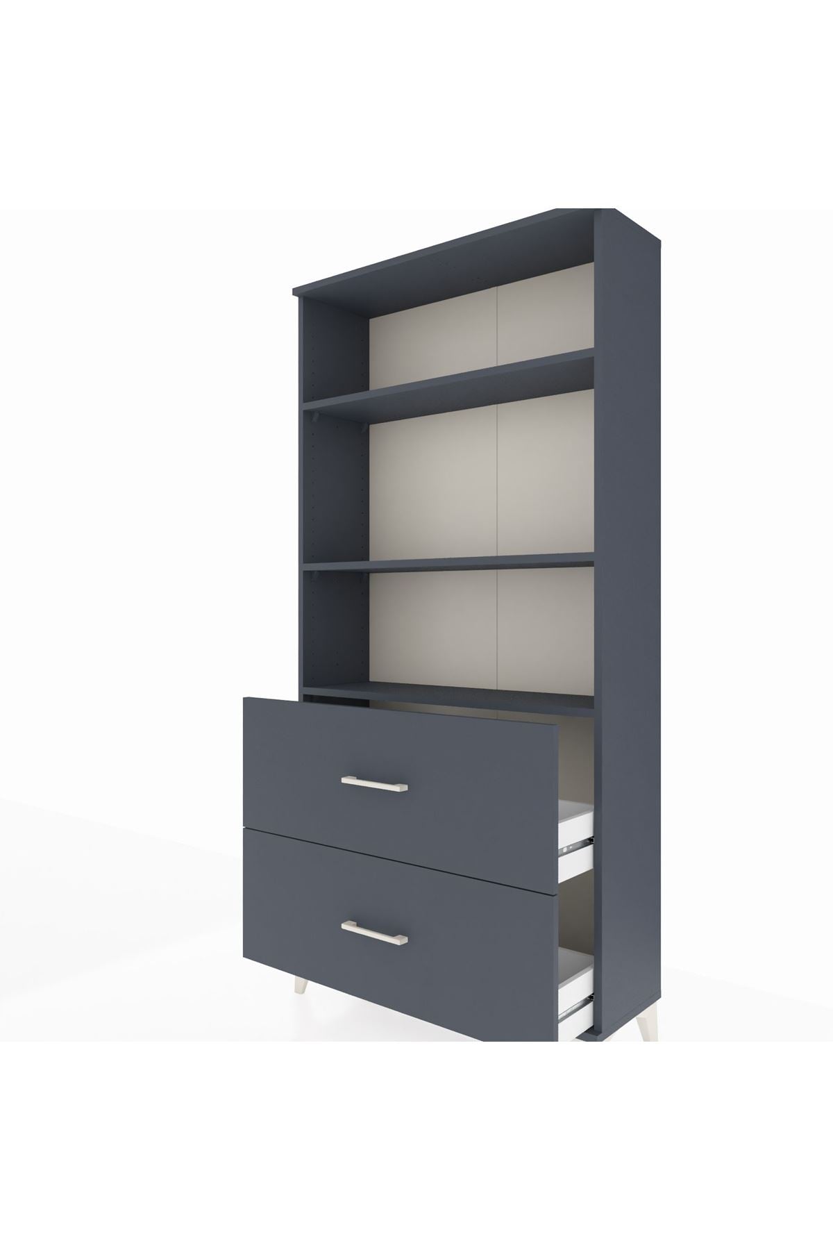 Arges Dolap 3 Raflı 2 Çekmeceli 88x30x182 Antrasit-Antrasit