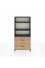 Arges Dolap 3 Raflı 2 Çekmeceli 88x30x182 Antrasit-Çam