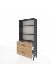 Arges Dolap 3 Raflı 2 Çekmeceli 88x30x182 Antrasit-Çam