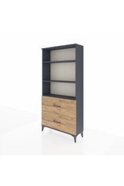 Arges Dolap 3 Raflı 2 Çekmeceli 88x30x182 Antrasit-Çam