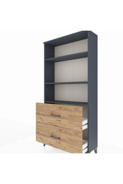 Arges Dolap 3 Raflı 2 Çekmeceli 88x30x182 Antrasit-Çam