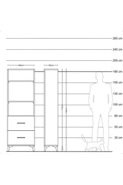 Arges Dolap 3 Raflı 2 Çekmeceli 88x30x182 Antrasit-Çam