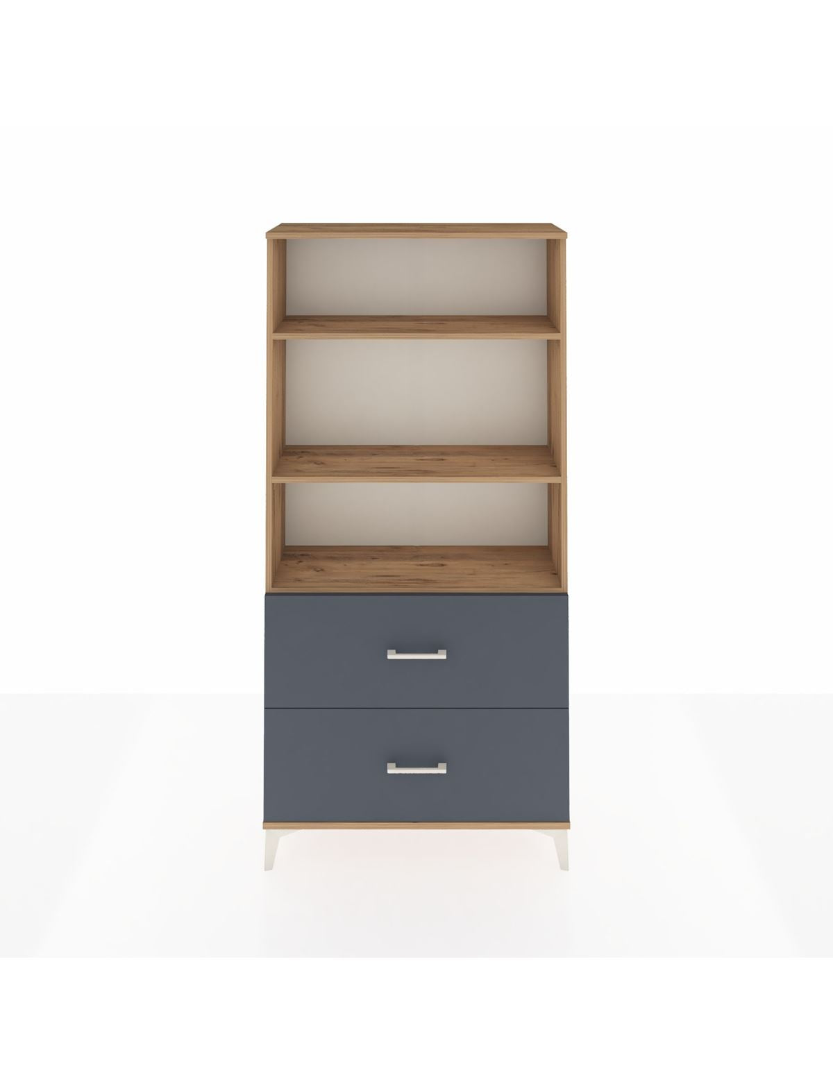 Arges Dolap 3 Raflı 2 Çekmeceli 88x30x182 Çam-Antrasit