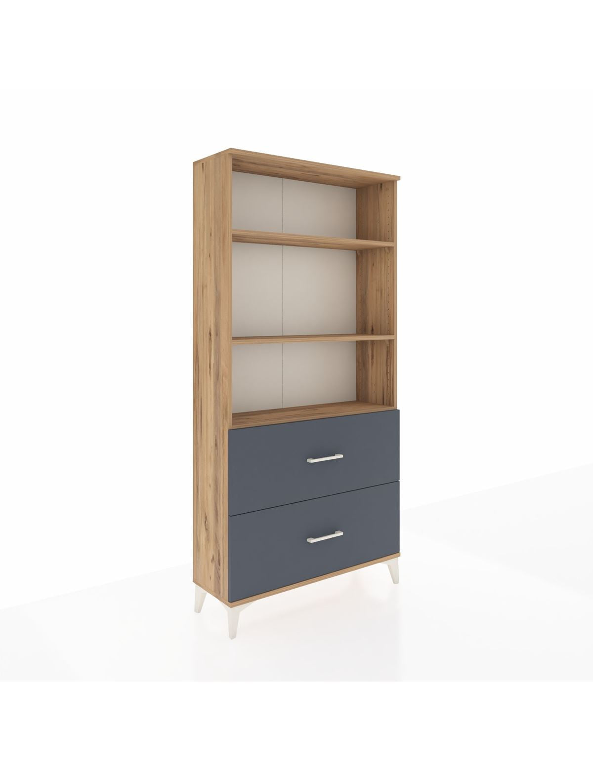 Arges Dolap 3 Raflı 2 Çekmeceli 88x30x182 Çam-Antrasit