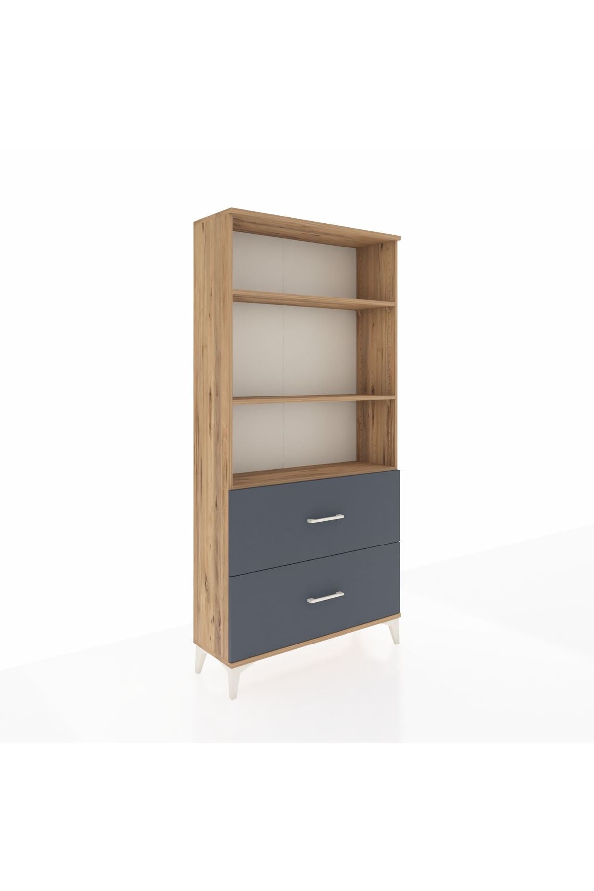 Arges Dolap 3 Raflı 2 Çekmeceli 88x30x182 Çam-Antrasit