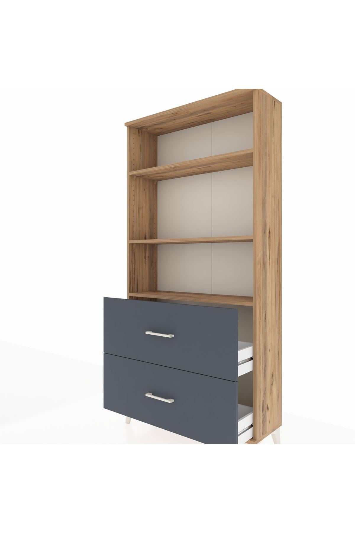 Arges Dolap 3 Raflı 2 Çekmeceli 88x30x182 Çam-Antrasit