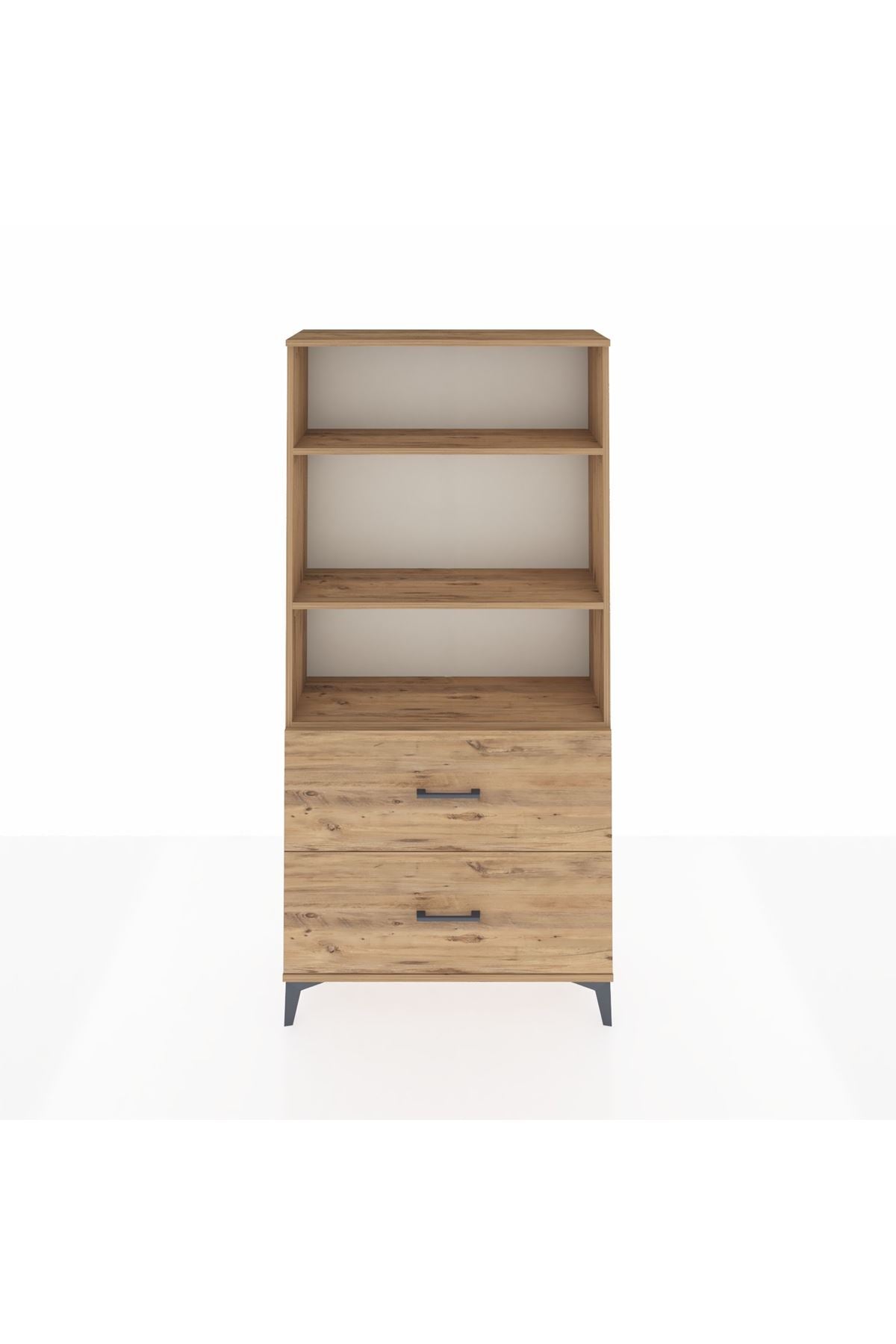 Arges Dolap 3 Raflı 2 Çekmeceli 88x30x182 Çam-Çam