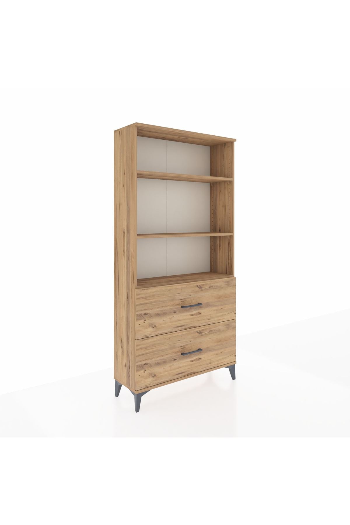 Arges Dolap 3 Raflı 2 Çekmeceli 88x30x182 Çam-Çam