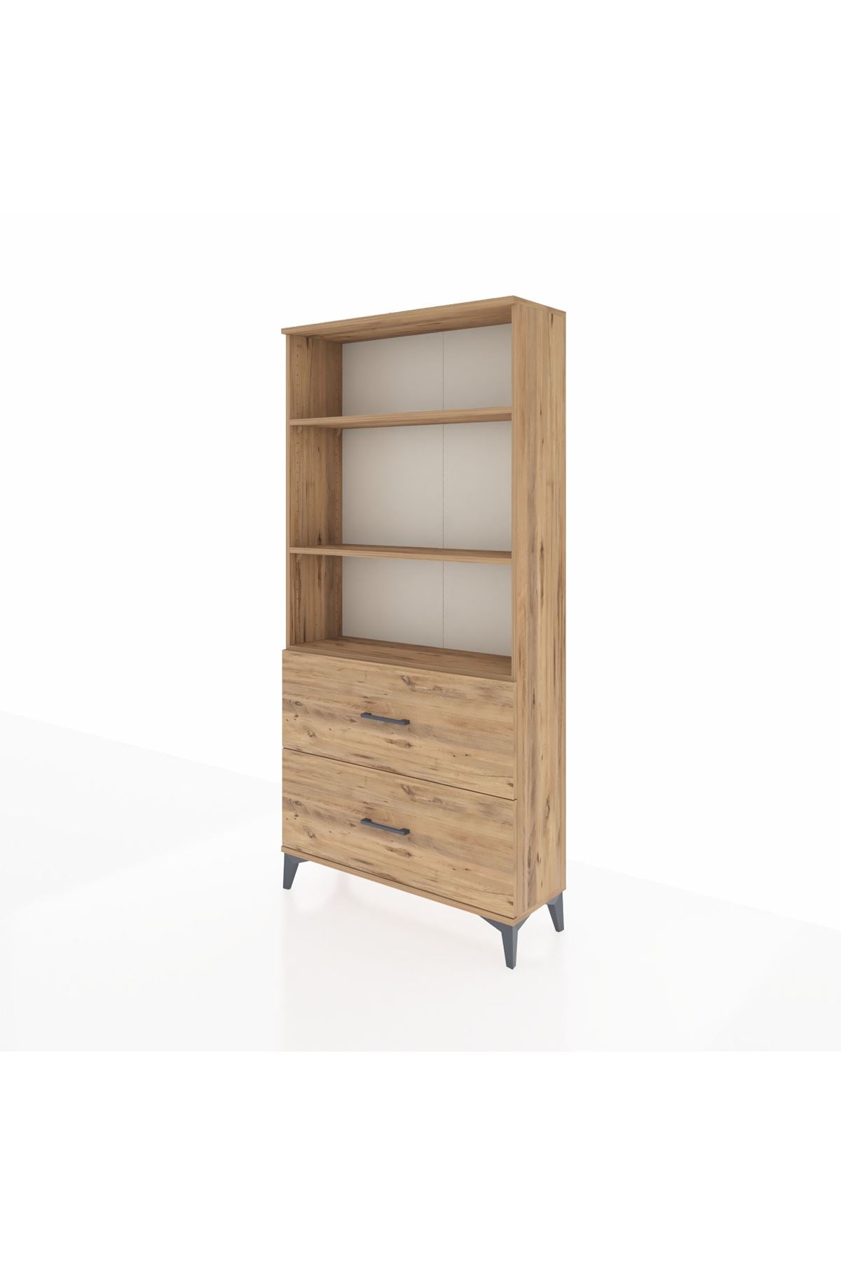 Arges Dolap 3 Raflı 2 Çekmeceli 88x30x182 Çam-Çam