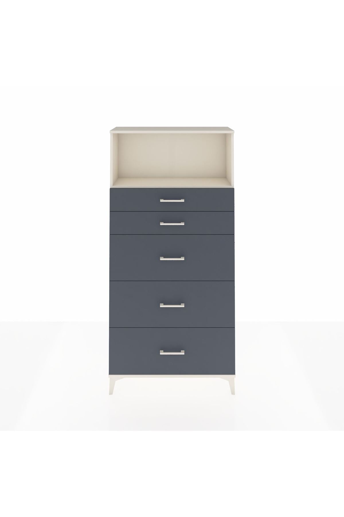 Arges Dolap Tek Raflı 5 Çekmeceli 88x30x182 Aytaşı-Antrasit