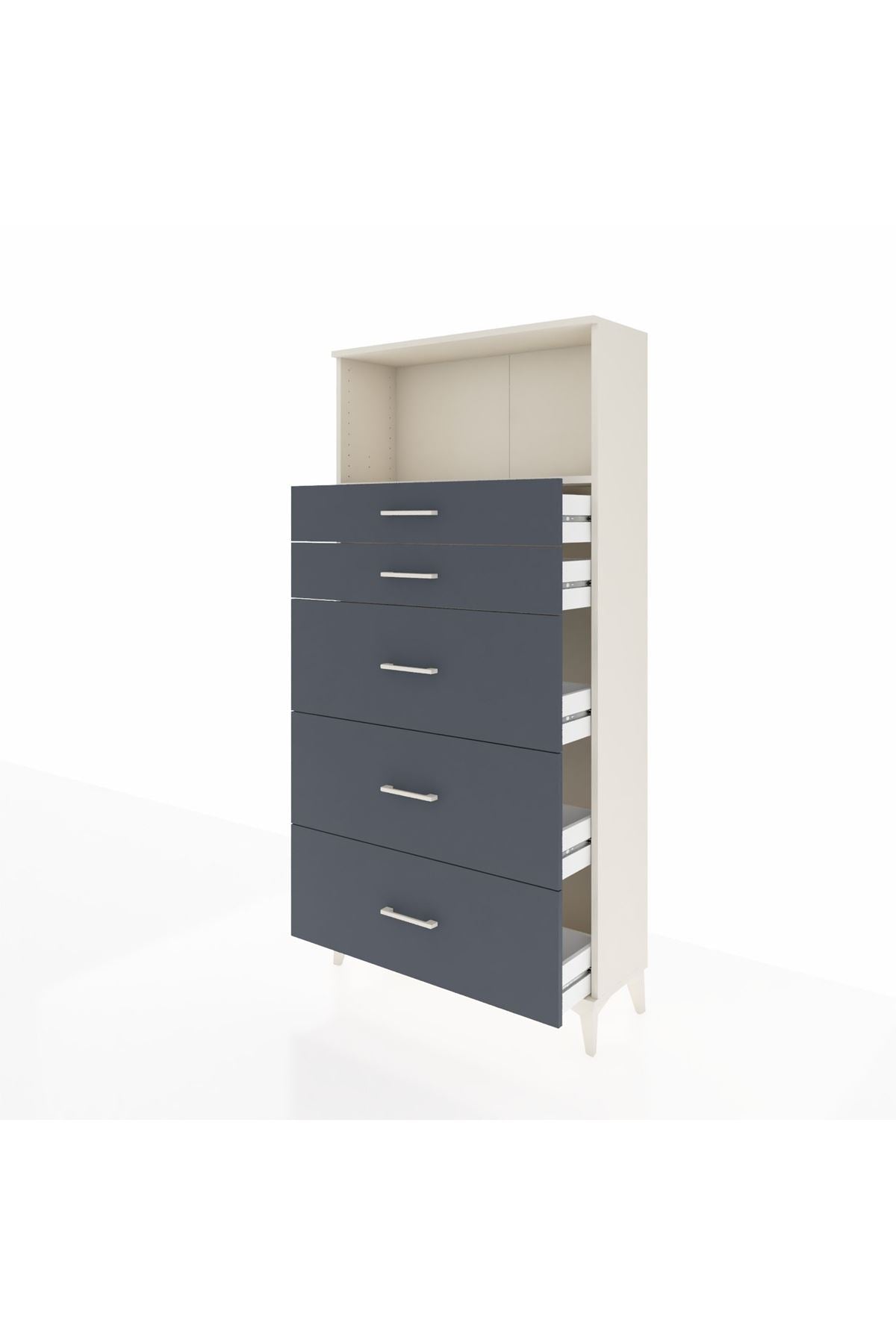 Arges Dolap Tek Raflı 5 Çekmeceli 88x30x182 - S24M050V2A