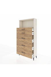 Arges Dolap Tek Raflı 5 Çekmeceli 88x30x182 Aytaşı-Çam