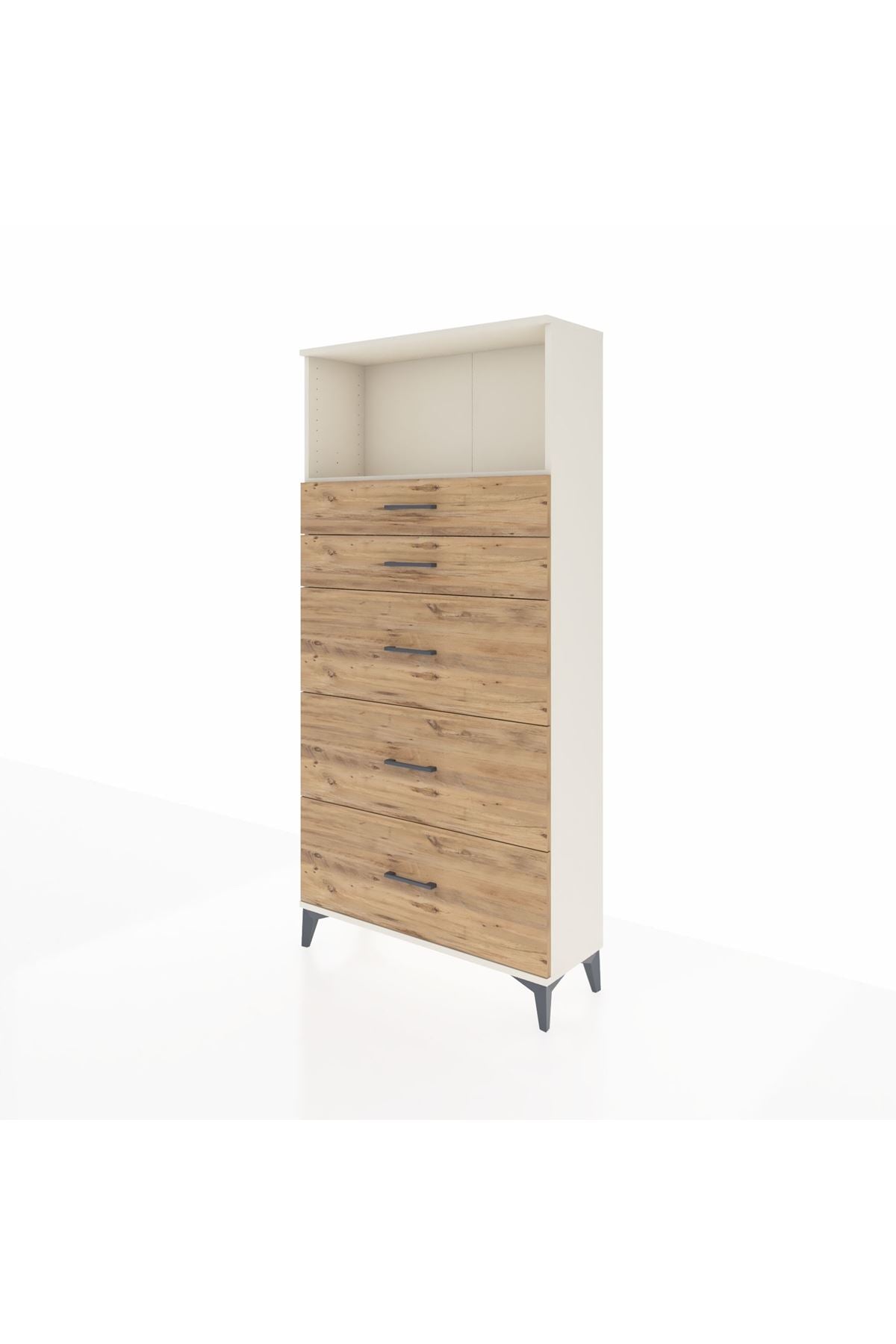 Arges Dolap Tek Raflı 5 Çekmeceli 88x30x182 Aytaşı-Çam