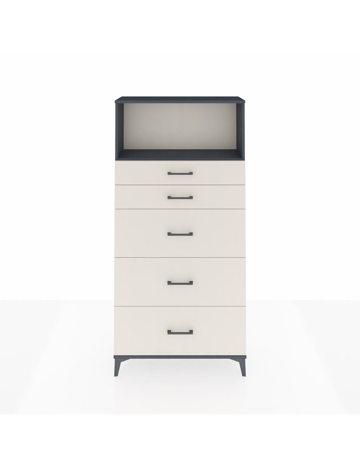 Arges Dolap Tek Raflı 5 Çekmeceli 88x30x182 Antrasit-Aytaşı