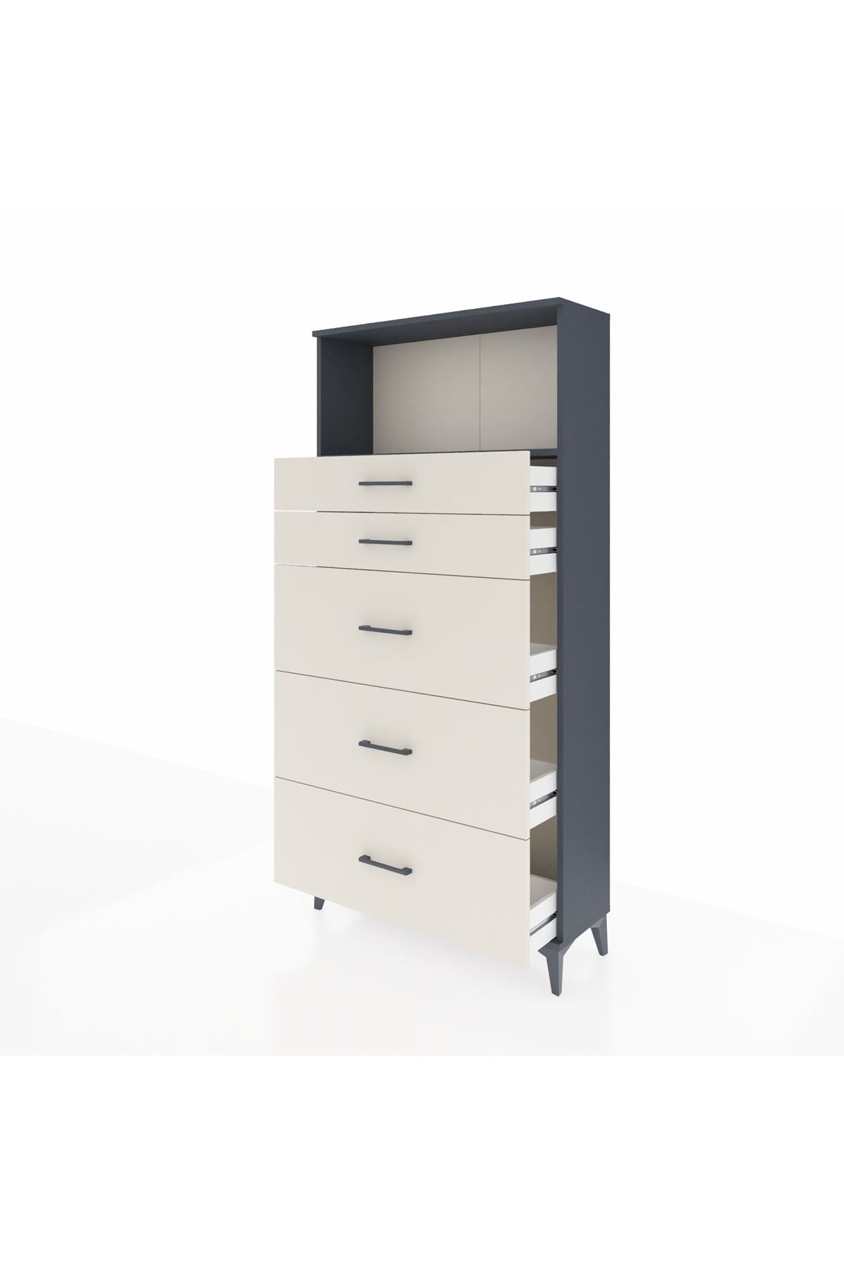 Arges Dolap Tek Raflı 5 Çekmeceli 88x30x182 Antrasit-Aytaşı