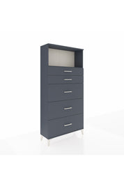Arges Dolap Tek Raflı 5 Çekmeceli 88x30x182 Antrasit-Antrasit