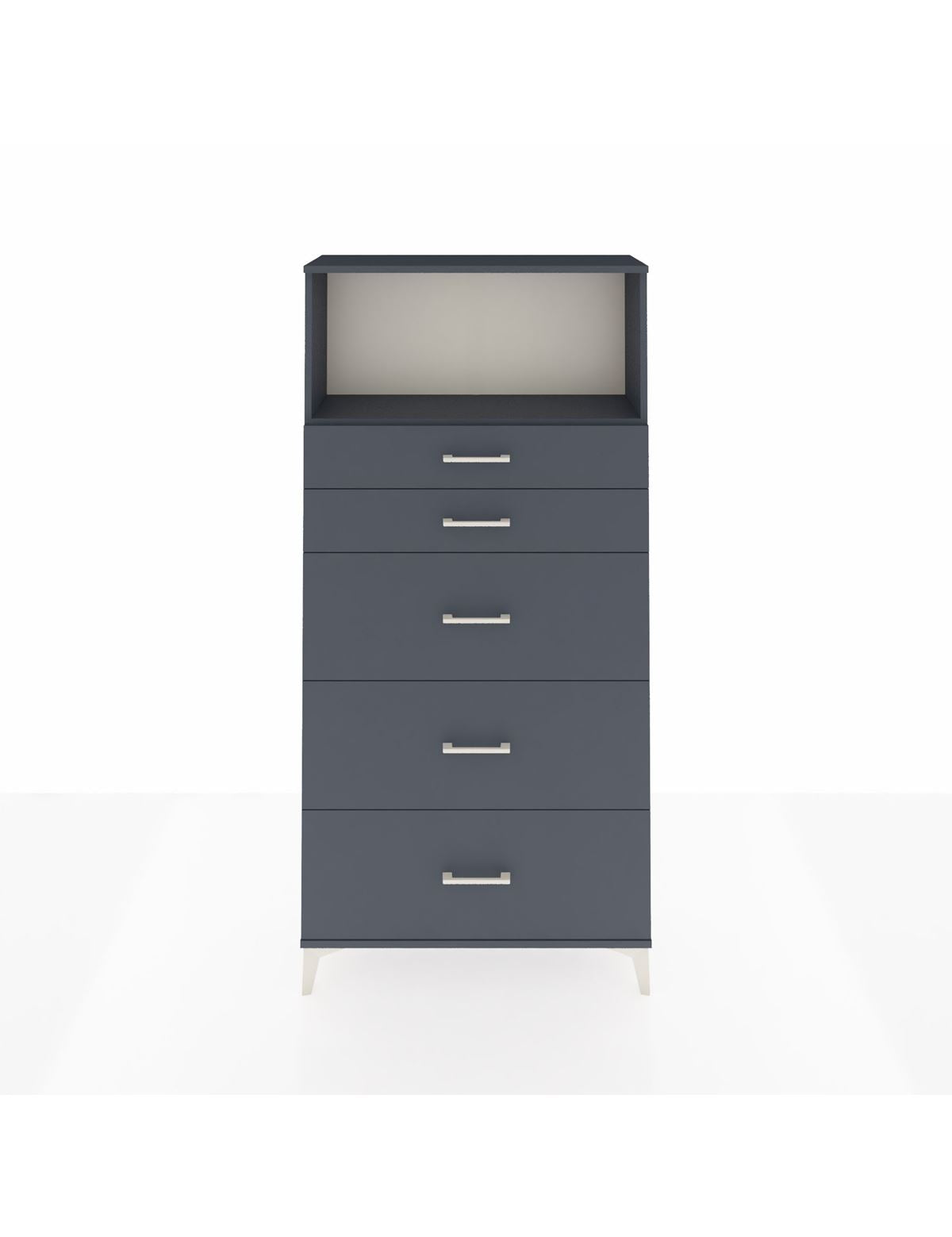 Arges Dolap Tek Raflı 5 Çekmeceli 88x30x182 Antrasit-Antrasit