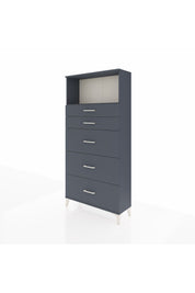 Arges Dolap Tek Raflı 5 Çekmeceli 88x30x182 Antrasit-Antrasit