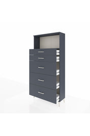 Arges Dolap Tek Raflı 5 Çekmeceli 88x30x182 Antrasit-Antrasit