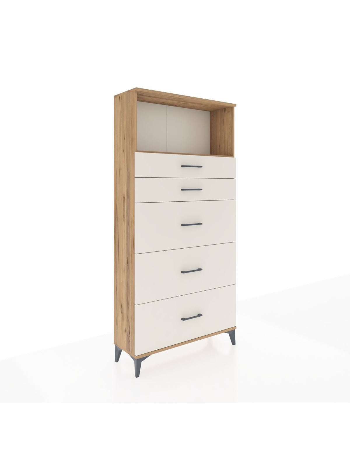 Arges Dolap Tek Raflı 5 Çekmeceli 88x30x182 Çam-Aytaşı