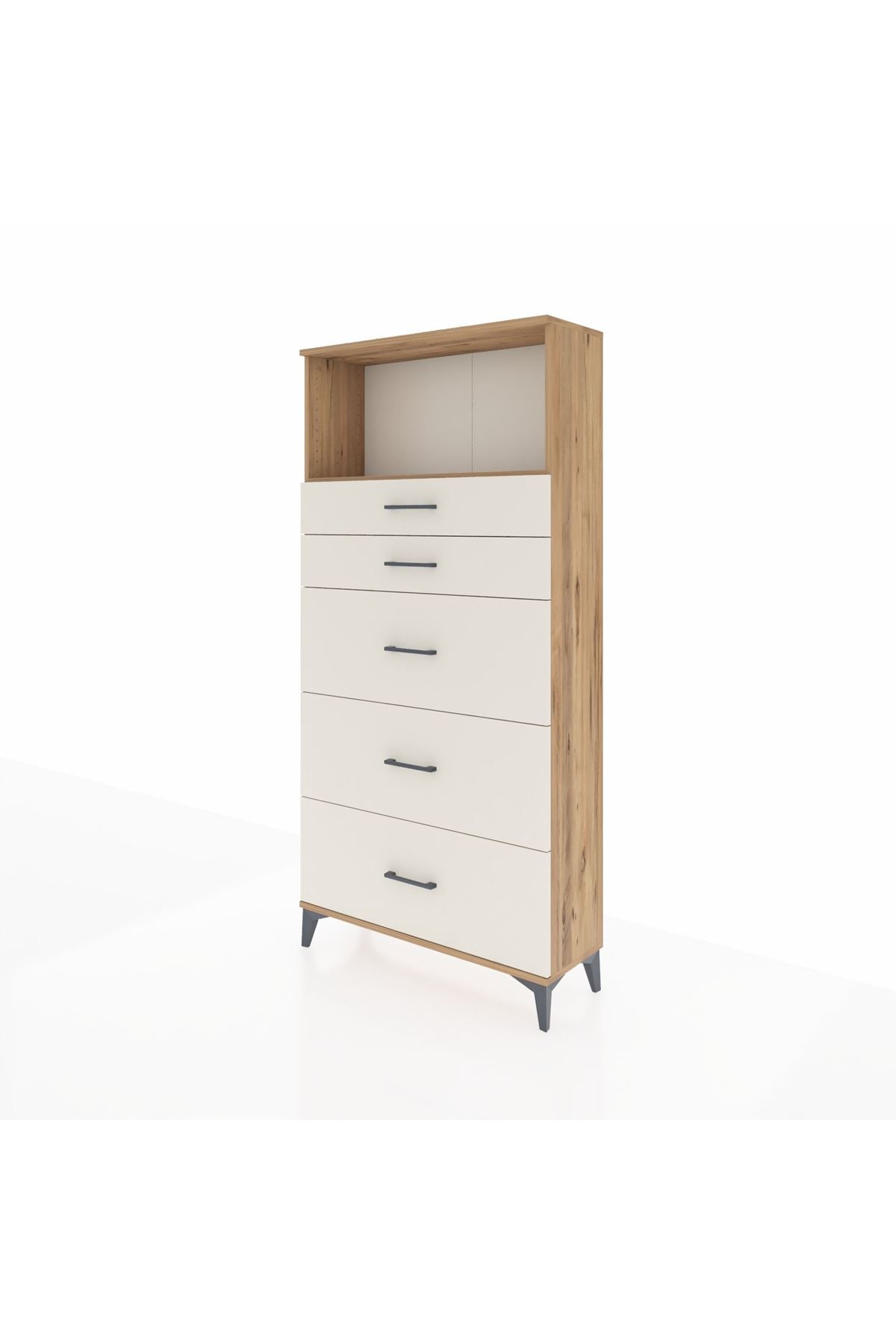 Arges Dolap Tek Raflı 5 Çekmeceli 88x30x182 Çam-Aytaşı