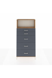 Arges Dolap Tek Raflı 5 Çekmeceli 88x30x182 Çam-Antrasit