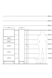 Arges Dolap Tek Raflı 5 Çekmeceli 88x30x182 Çam-Aytaşı
