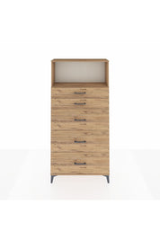 Arges Dolap Tek Raflı 5 Çekmeceli 88x30x182 Çam-Çam