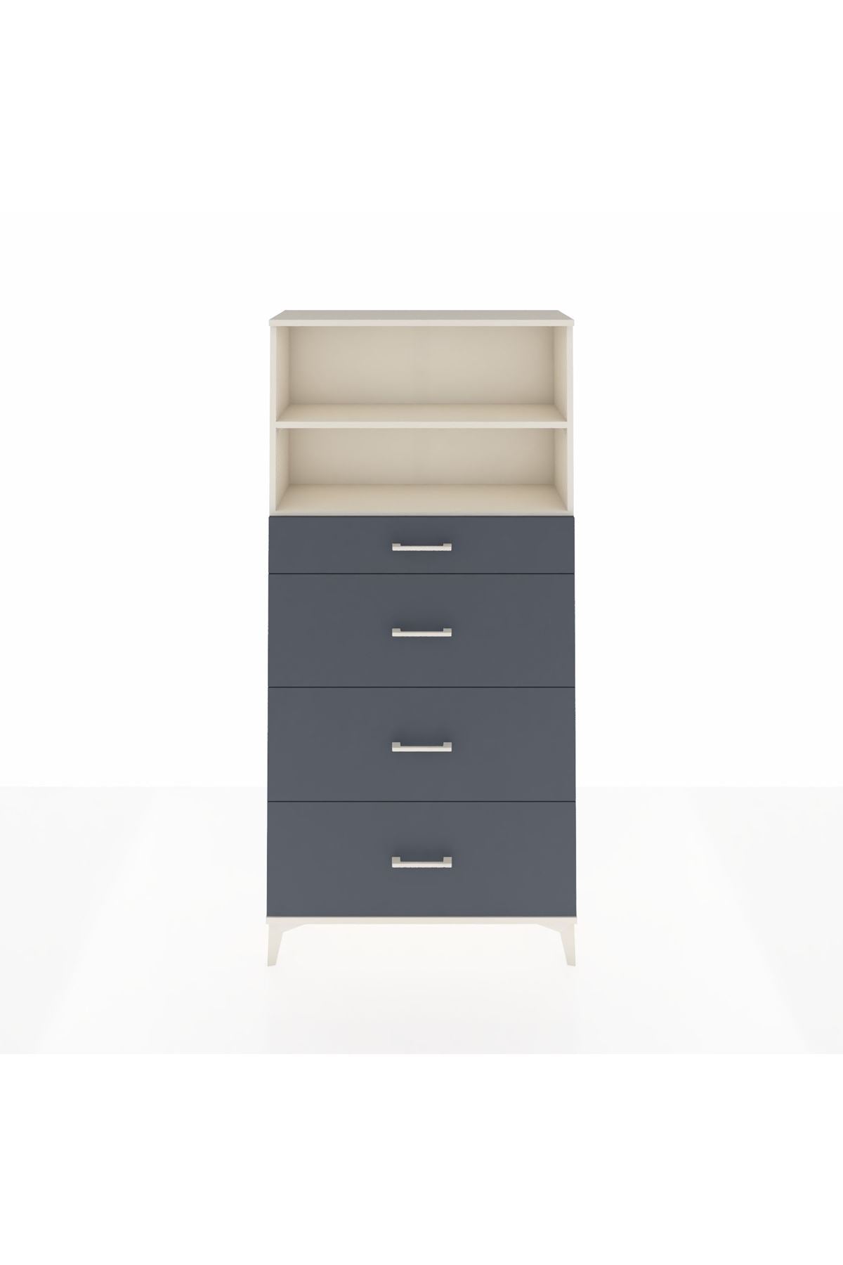 Arges Dolap 2 Raflı 4 Çekmeceli 88x30x182 Aytaşı-Antrasit