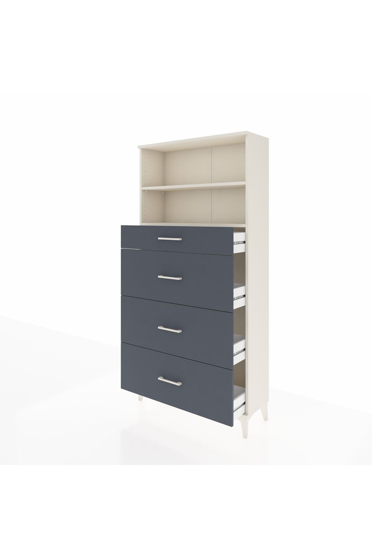 Arges Dolap 2 Raflı 4 Çekmeceli 88x30x182 Aytaşı-Antrasit