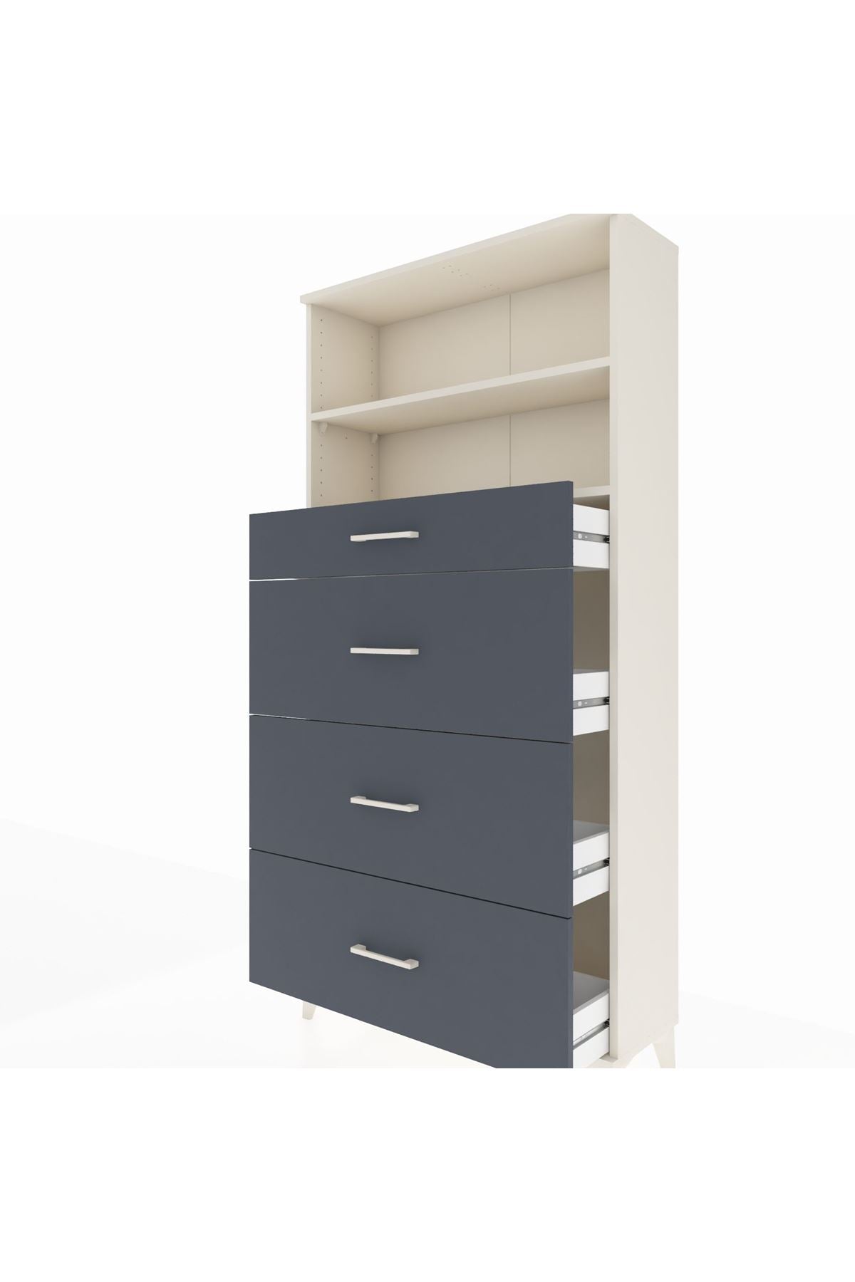 Arges Dolap 2 Raflı 4 Çekmeceli 88x30x182 Aytaşı-Antrasit