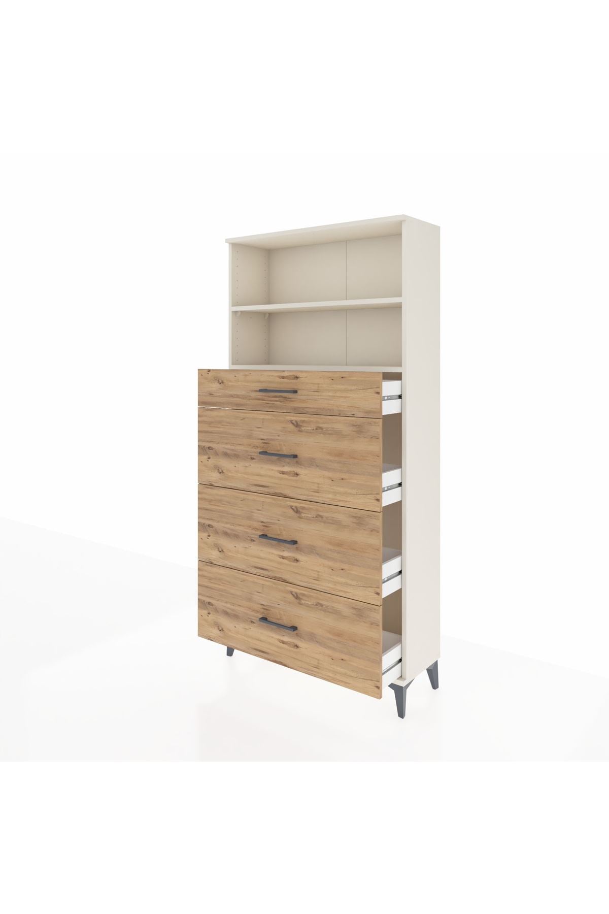 Arges Dolap 2 Raflı 4 Çekmeceli 88x30x182 Aytaşı-Çam