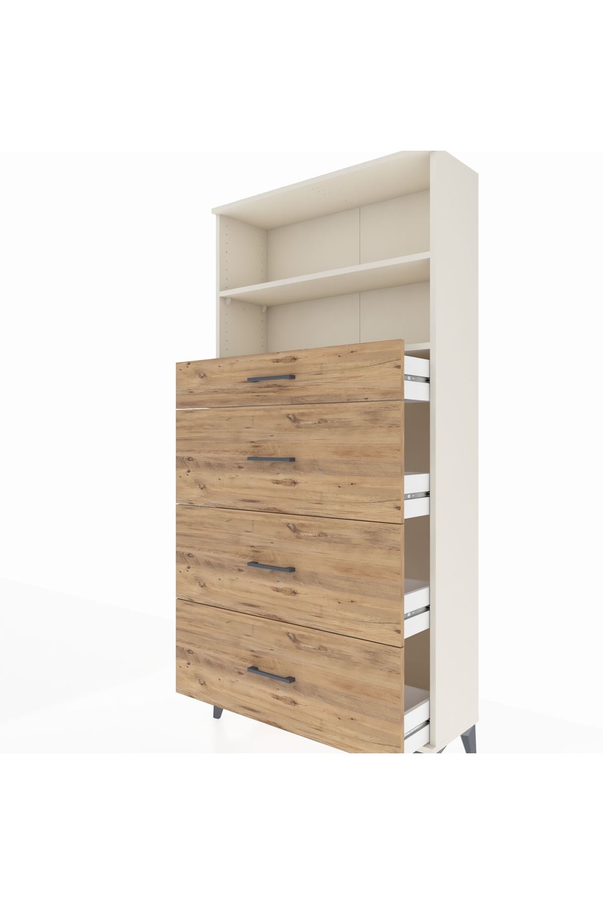 Arges Dolap 2 Raflı 4 Çekmeceli 88x30x182 Aytaşı-Çam