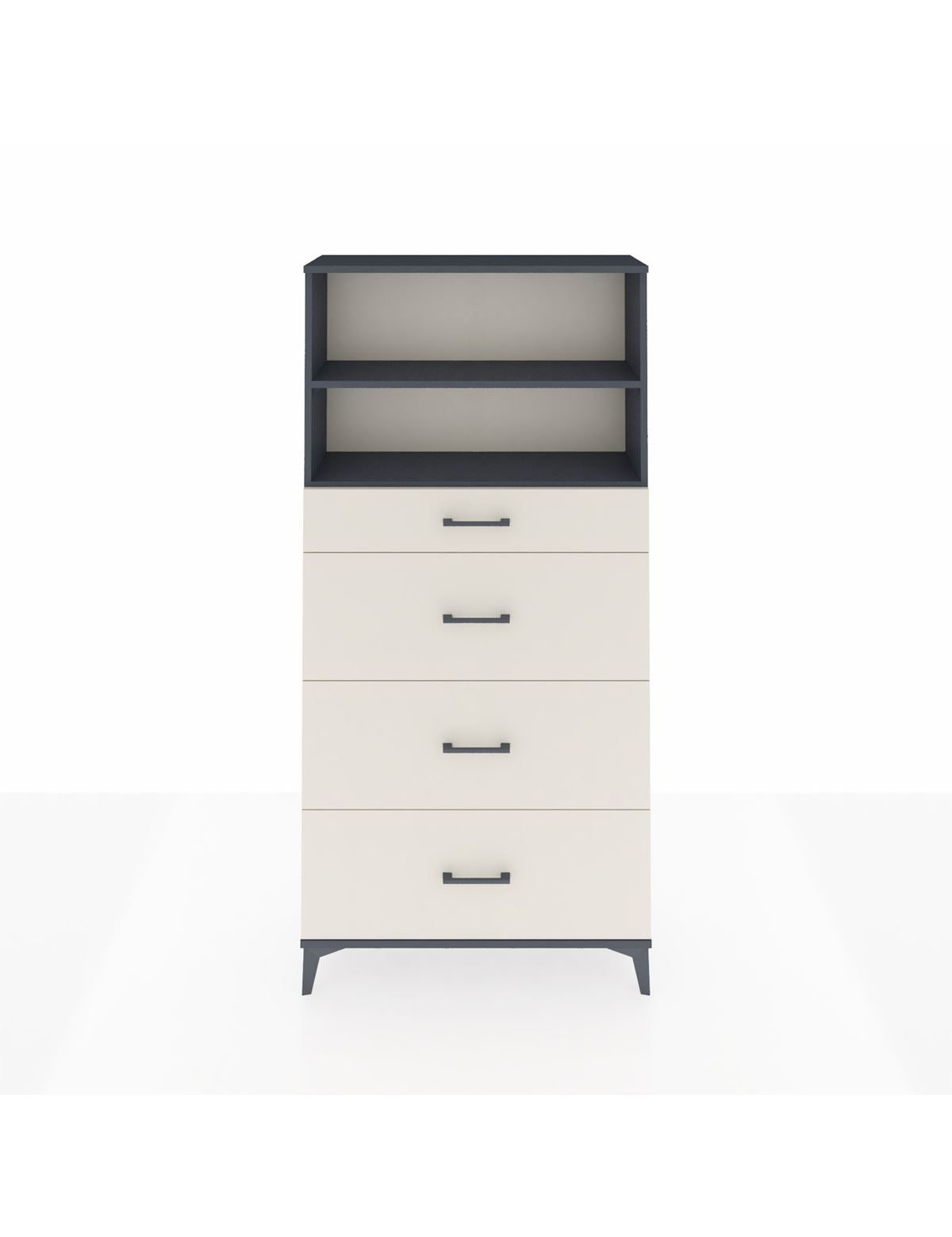 Arges Dolap 2 Raflı 4 Çekmeceli 88x30x182 Antrasit-Aytaşı