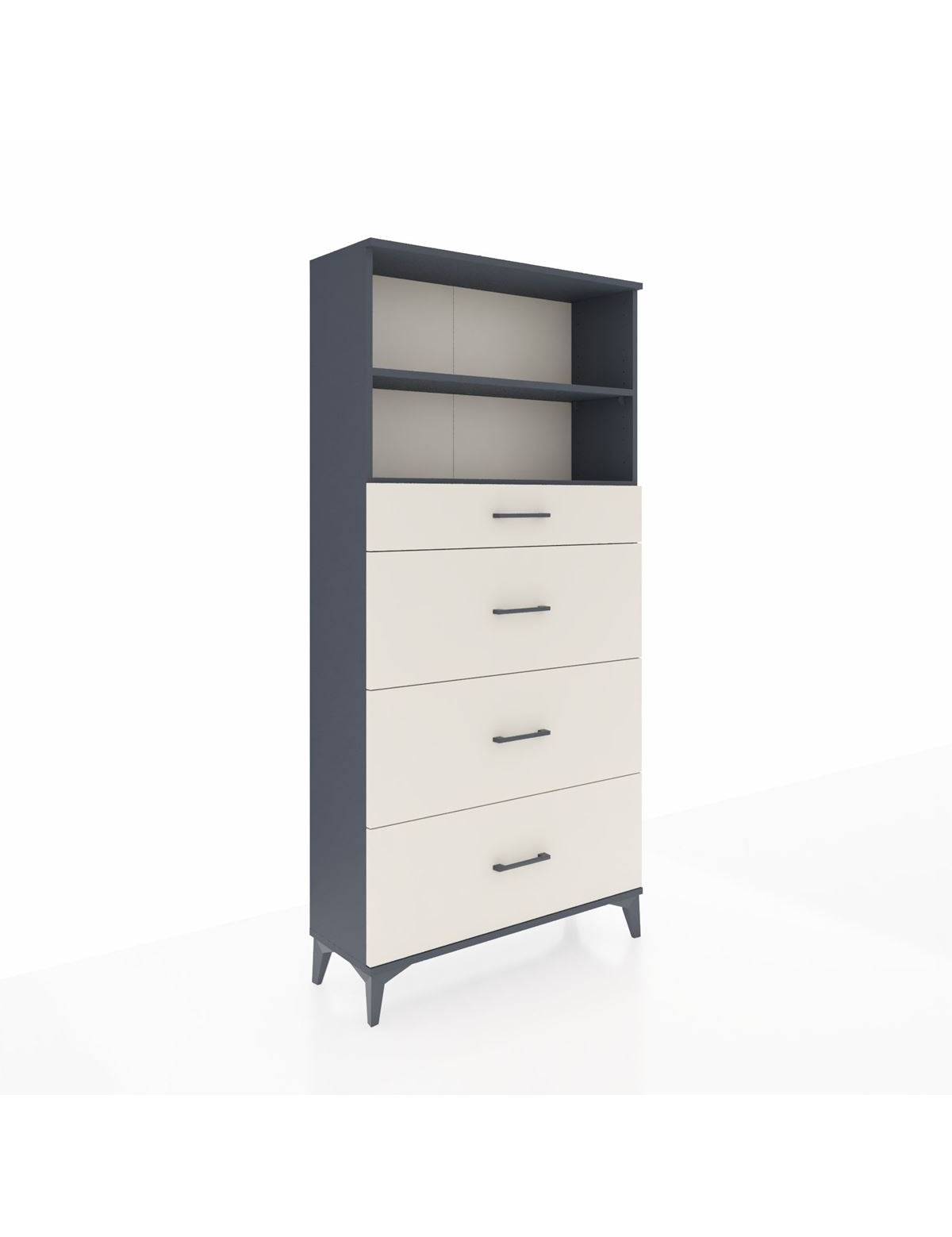 Arges Dolap 2 Raflı 4 Çekmeceli 88x30x182 Antrasit-Aytaşı