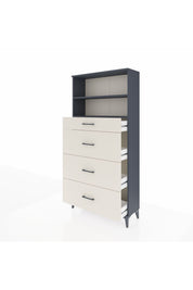 Arges Dolap 2 Raflı 4 Çekmeceli 88x30x182 Antrasit-Aytaşı